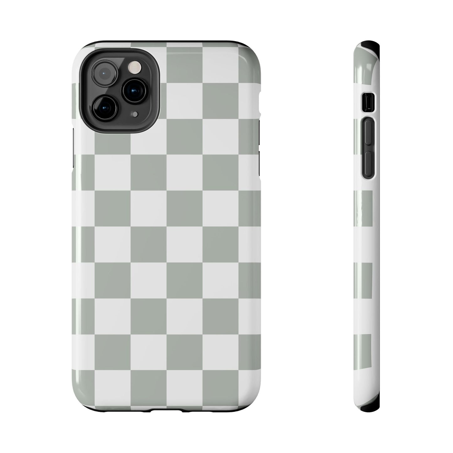 sage green checkered phone case