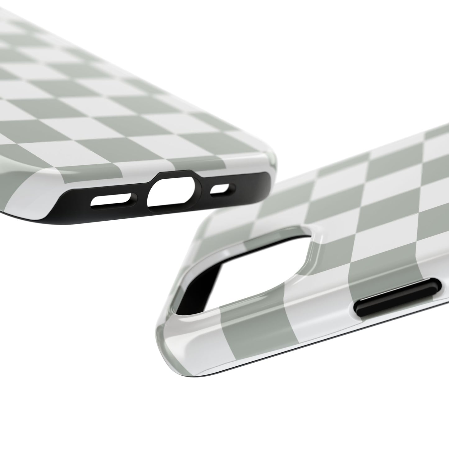 sage green checkered phone case