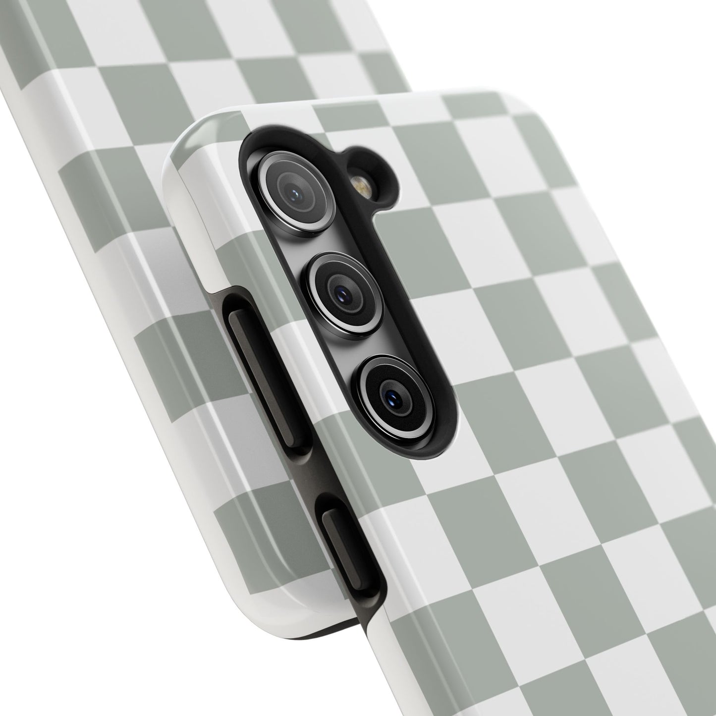 sage green checkered phone case