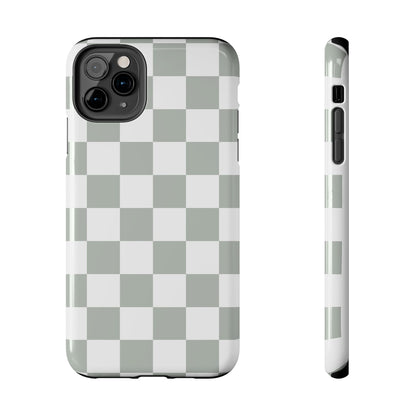 sage green checkered phone case