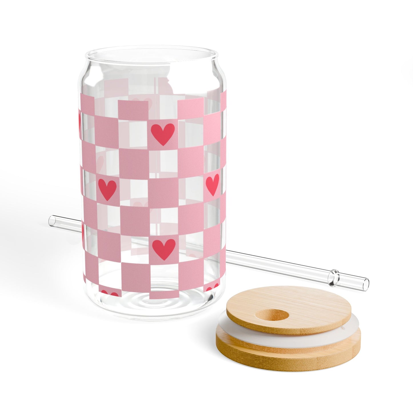 heart checker glass can cup