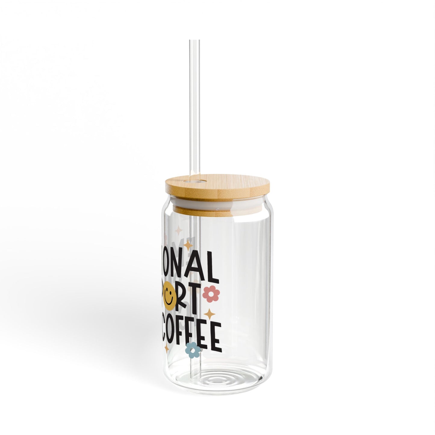 emotional support iced coffee glass can cup