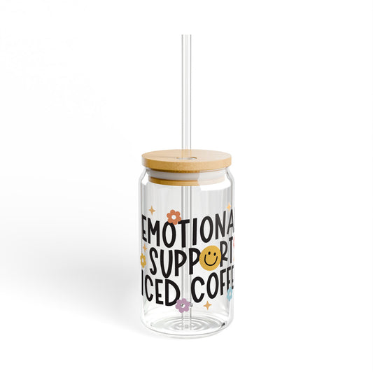 emotional support iced coffee glass can cup