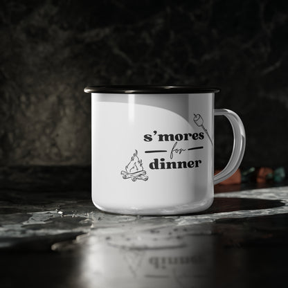 s'mores for dinner enamel mug