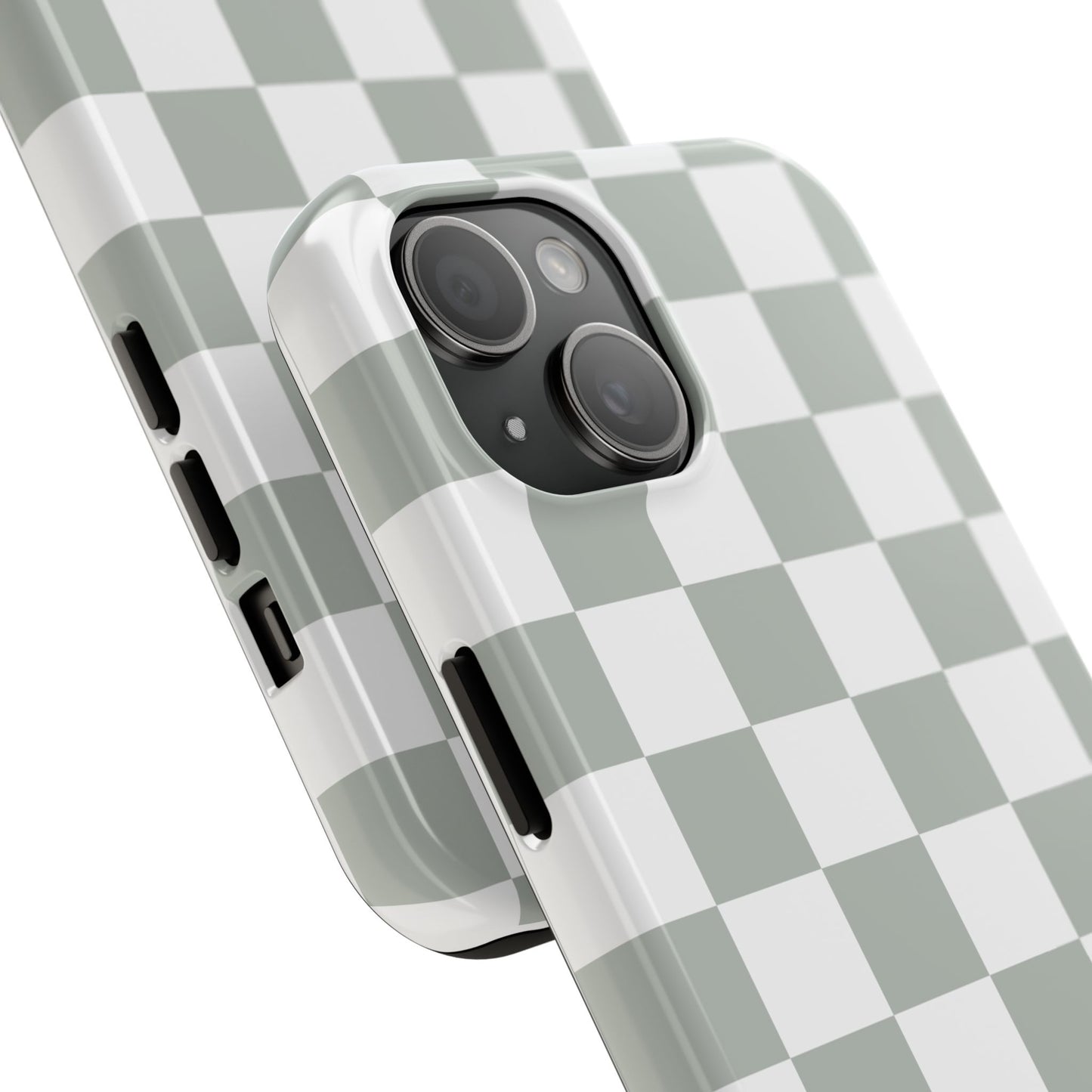 sage green checkered phone case