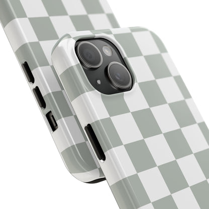 sage green checkered phone case