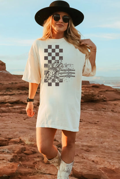 cowgirl checkered tee