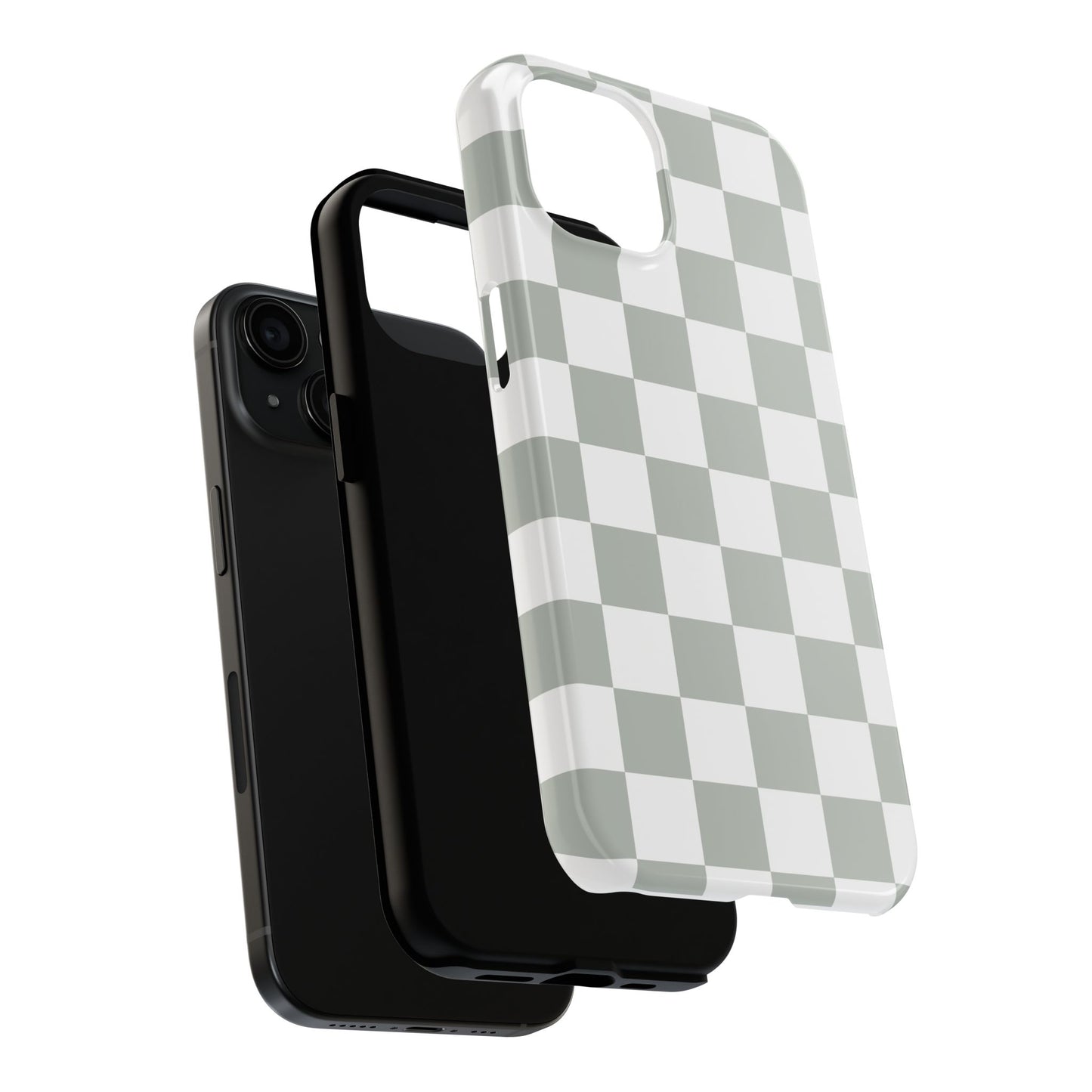 sage green checkered phone case