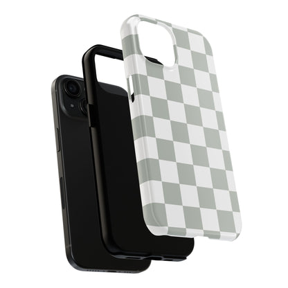 sage green checkered phone case