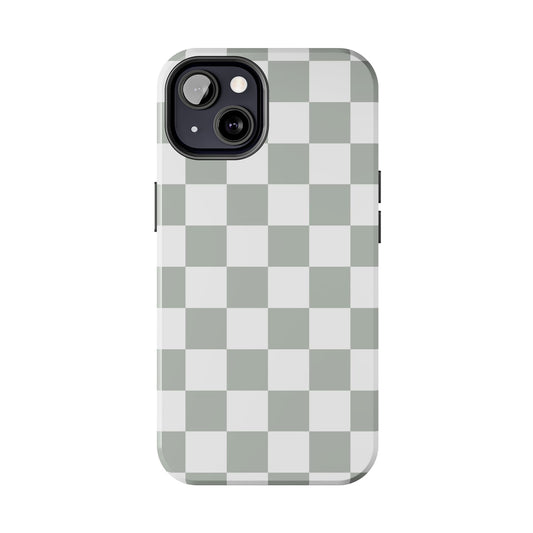 sage green checkered phone case