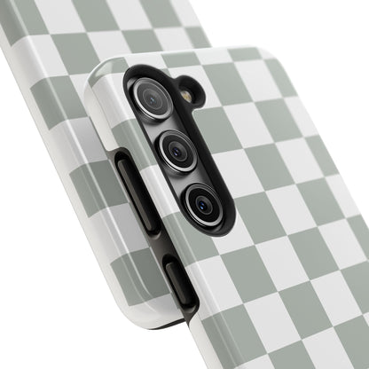 sage green checkered phone case