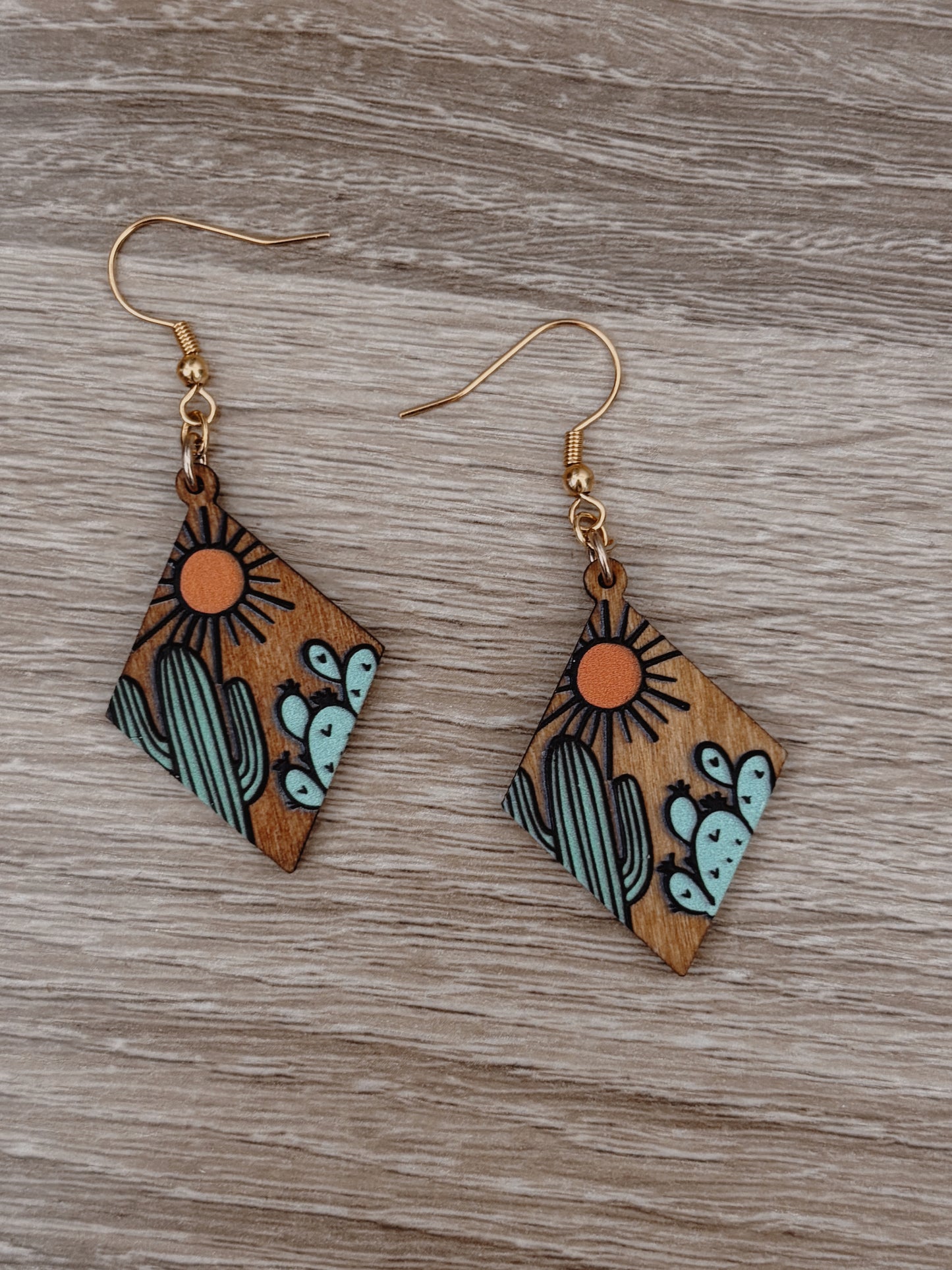 wood desert earrings