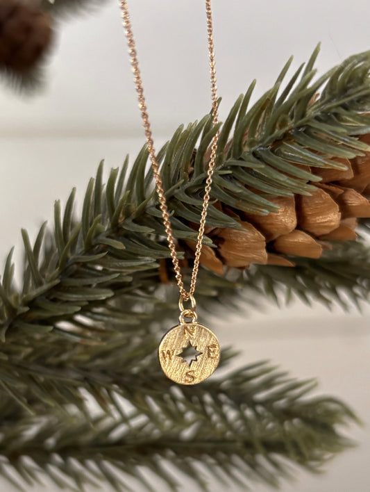 dainty compass necklace