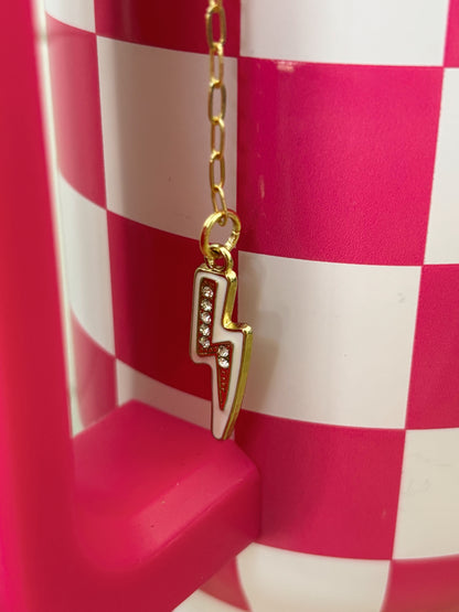 Pink Checkered Tumbler w/ Charm