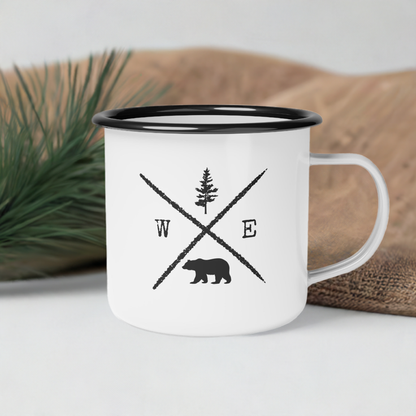 directions enamel mug